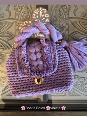 Bonita Boloso Violeta Hand-Knit Crochet Top-Handle Bag By Yvonne ❤️